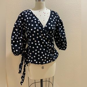 White House Black Market Polka Dot Wrap Blouse